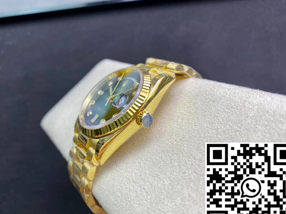 Gold EW Day-Date M128238-0069 Factory Green Gradual Yellow Dial Rolex 0223